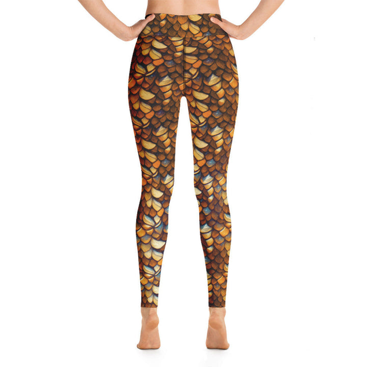 High Waist Swim Leggings in Gold - Rear View