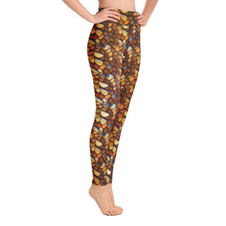 High Waist Swim Leggings in Gold - Side View