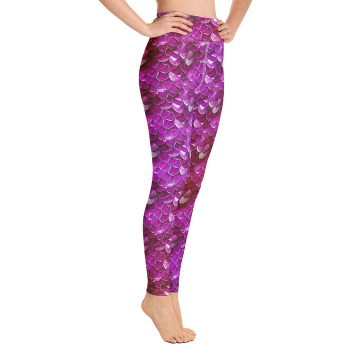 High Waist Swim Leggings in Magenta - Side View