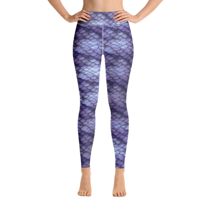 High Waist Swim Leggings in Purple - Front View