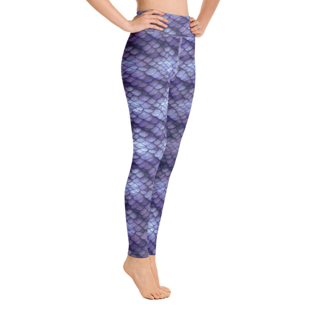 High Waist Swim Leggings in Purple - Side View