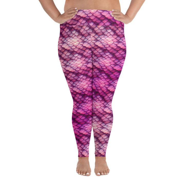 Plus Size High Waist Swim Leggings in Magenta- Front View