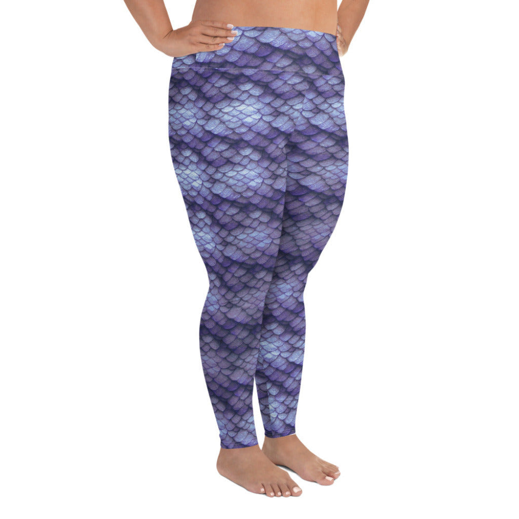 Plus Size High Waist Swim Leggings in Purple - Side View