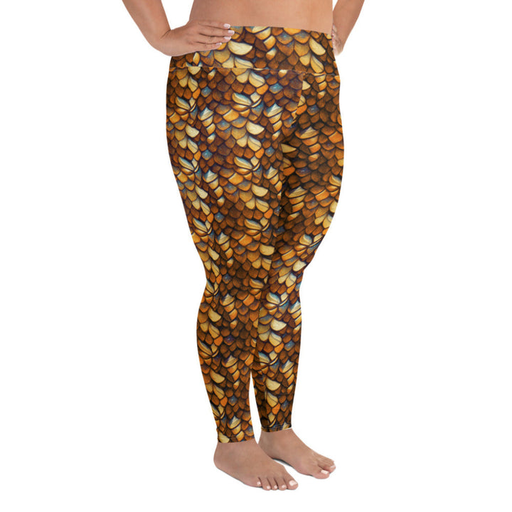 Plus Size High Waist Swim Leggings in Gold - Side View