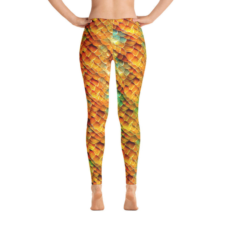 Low Waist Swim Leggings in Gold - Rear View