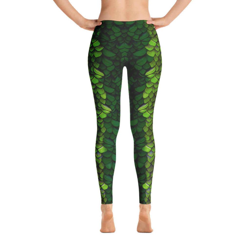 Low Waist Swim Leggings in Green - Rear View