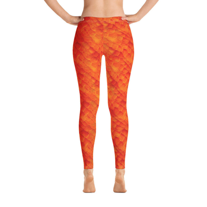 Low Waist Swim Leggings in Orange - Rear View