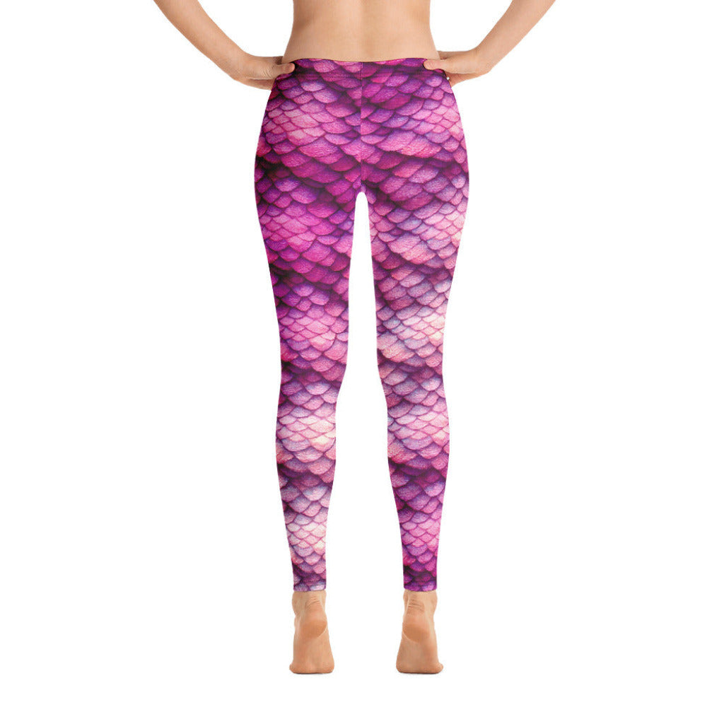 Low Waist Swim Leggings in Magenta - Rear View