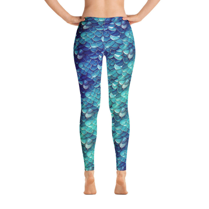 Low Waist Swim Leggings in Teal - Rear View