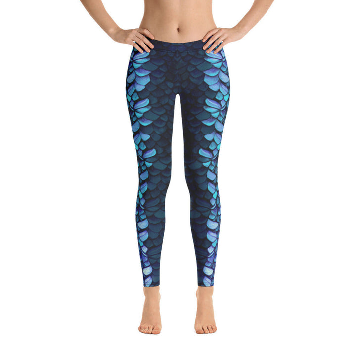 Low Waist Swim Leggings in Blue - Front View