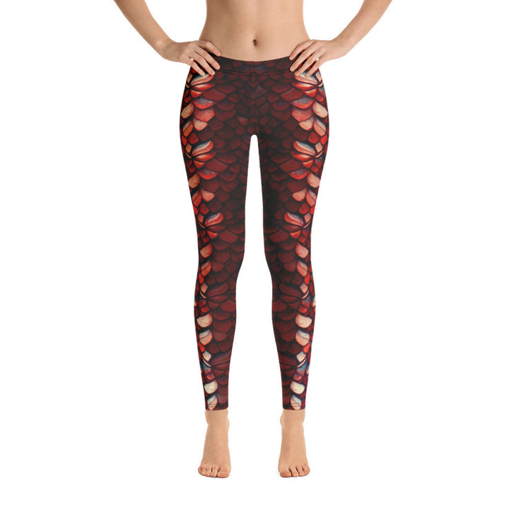 Low Waist Swim Leggings in Red - Front View