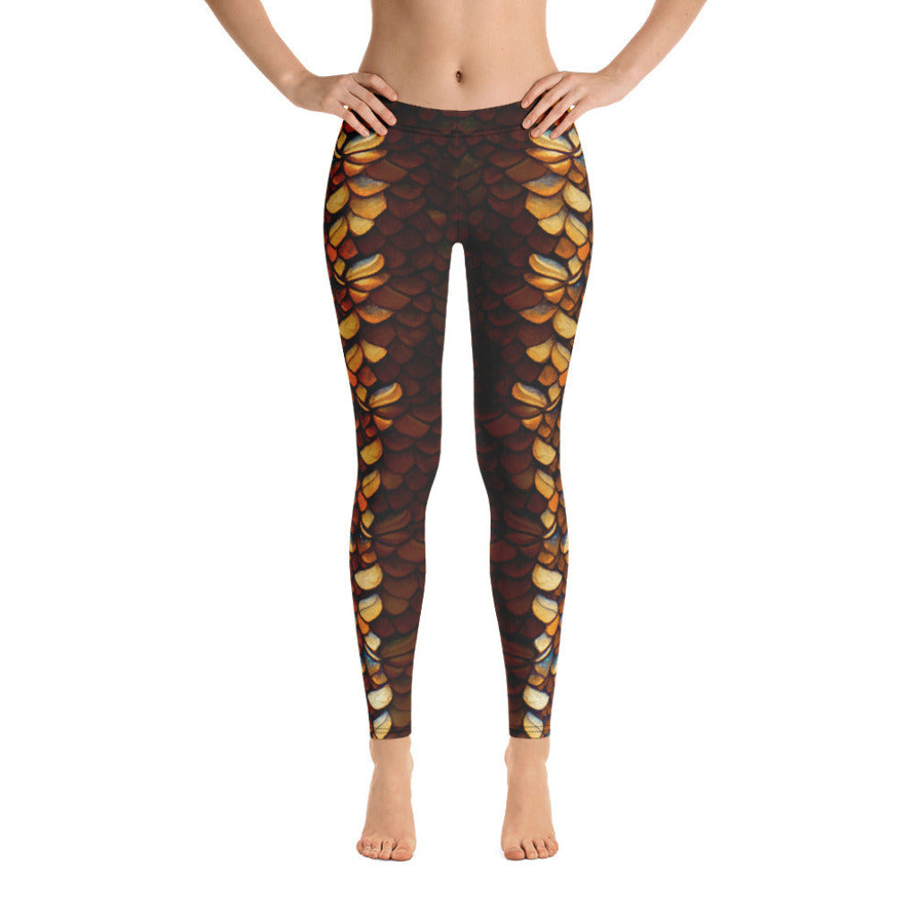 Low Waist Swim Leggings in Gold - Front View