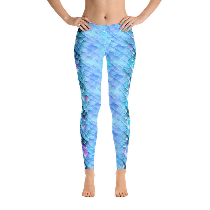 Low Waist Swim Leggings in Blue - Front View