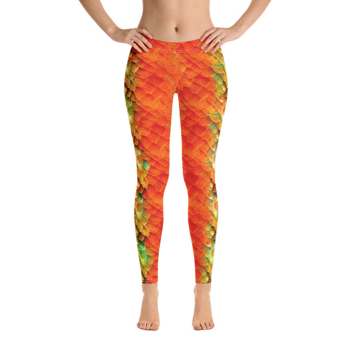 Low Waist Swim Leggings in Orange/Gold - Front View