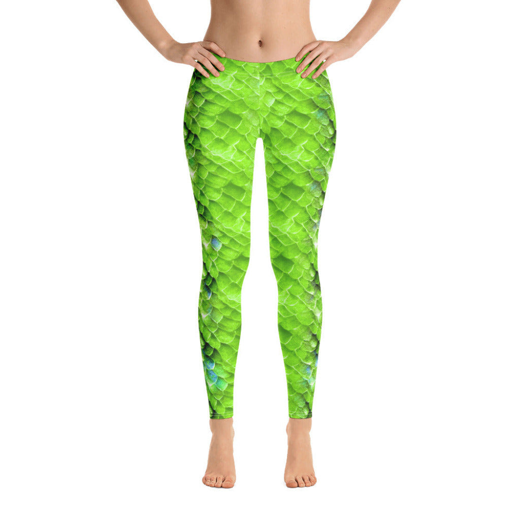 Low Waist Swim Leggings in Green - Front View