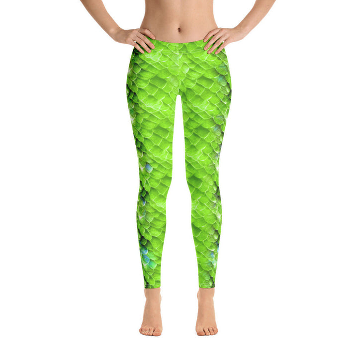 Low Waist Swim Leggings in Green - Front View