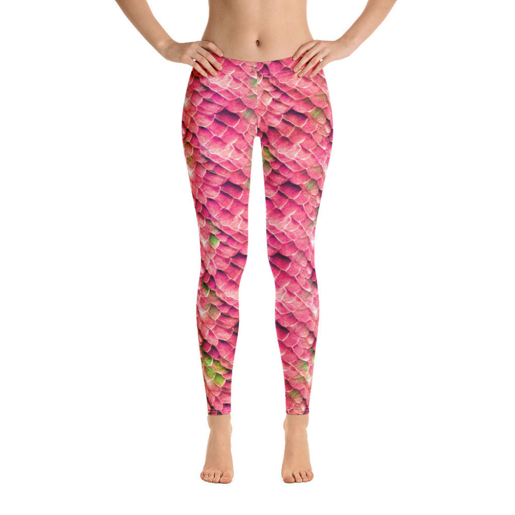 Low Waist Swim Leggings in Pink - Front View