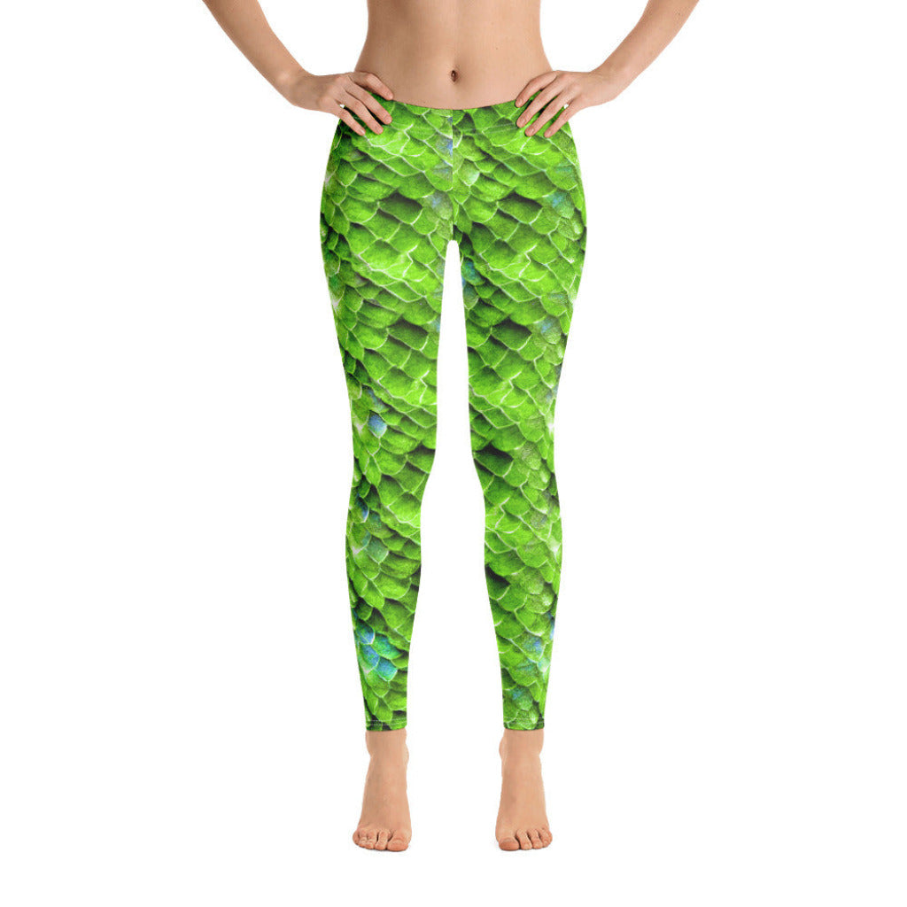 Low Waist Swim Leggings in Green - Front View