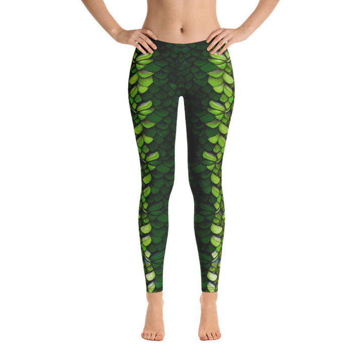 Low Waist Swim Leggings in Green - Front View