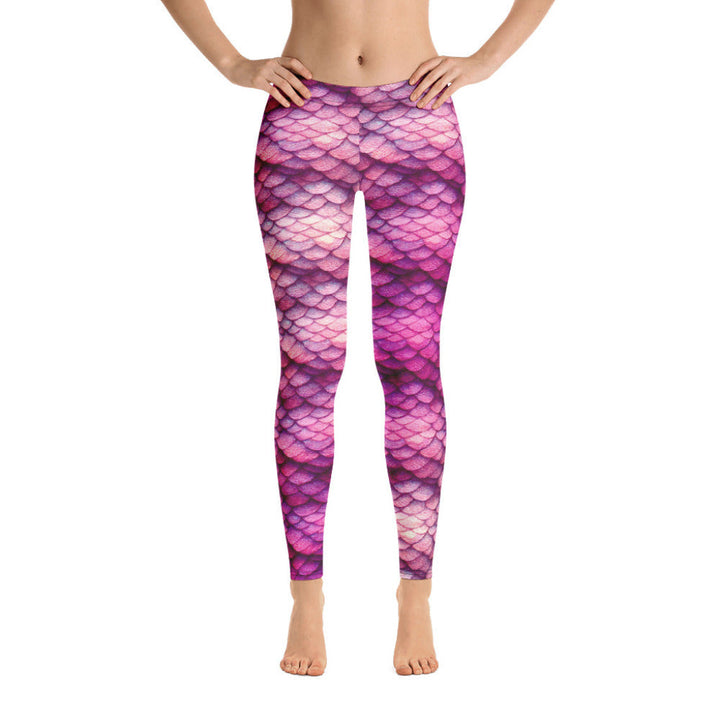 Low Waist Swim Leggings in Magenta - Front View