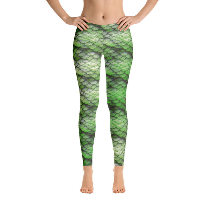 Low Waist Swim Leggings in Green - Front View