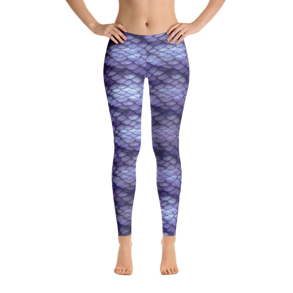 Low Waist Swim Leggings in Purple - Front View