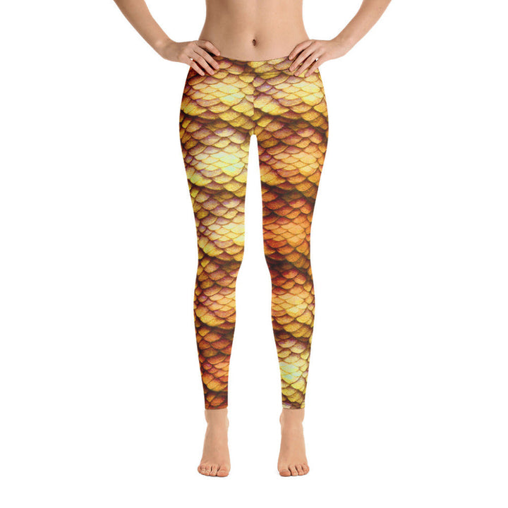 Low Waist Swim Leggings in Gold - Front View