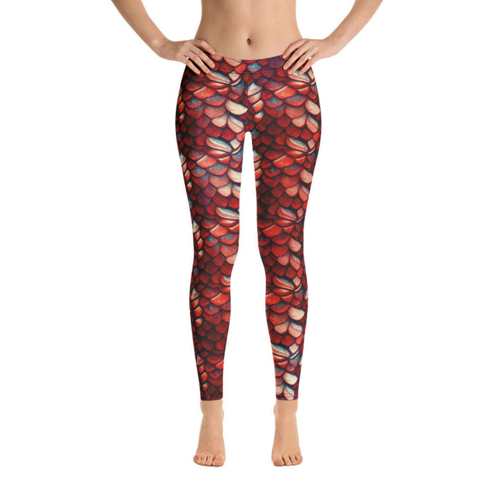 Low Waist Swim Leggings in Red - Front View