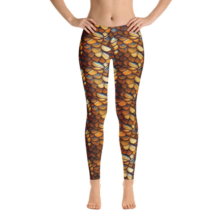 Low Waist Swim Leggings in Gold - Front View