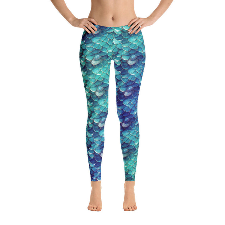 Low Waist Swim Leggings in Teal - Front View