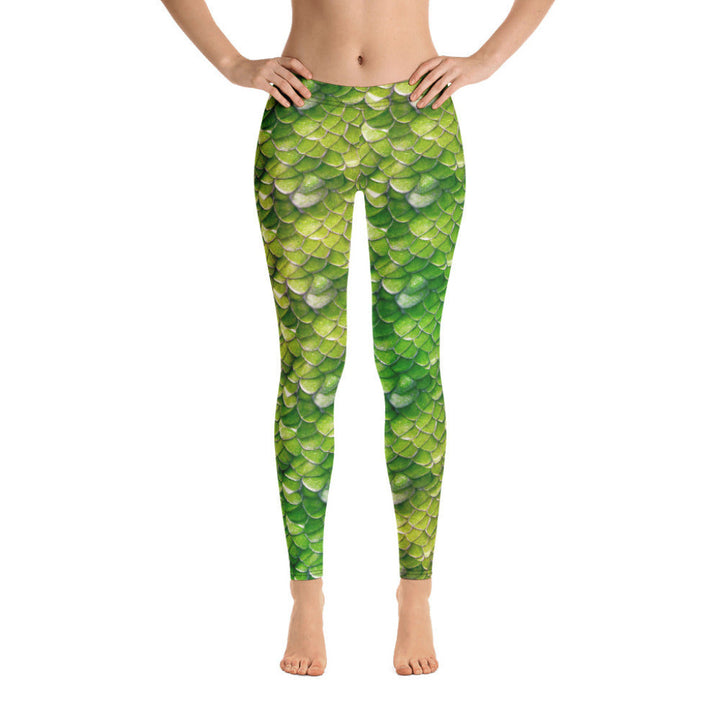 Low Waist Swim Leggings in Green - Front View