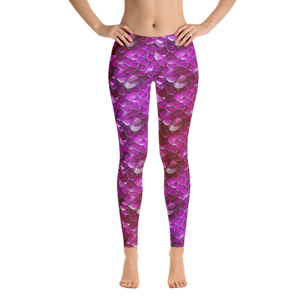 Low Waist Swim Leggings in Magenta - Front View