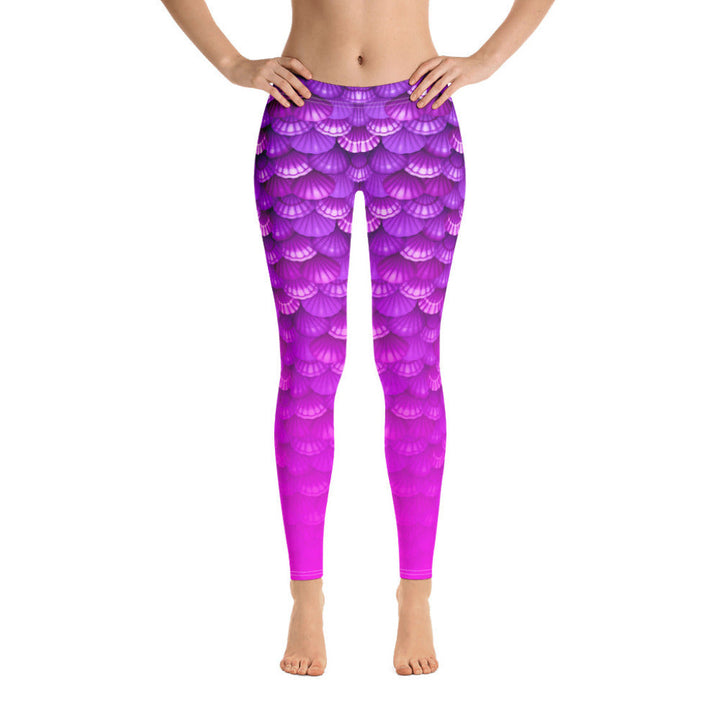 Low Waist Swim Leggings in Purple - Front View