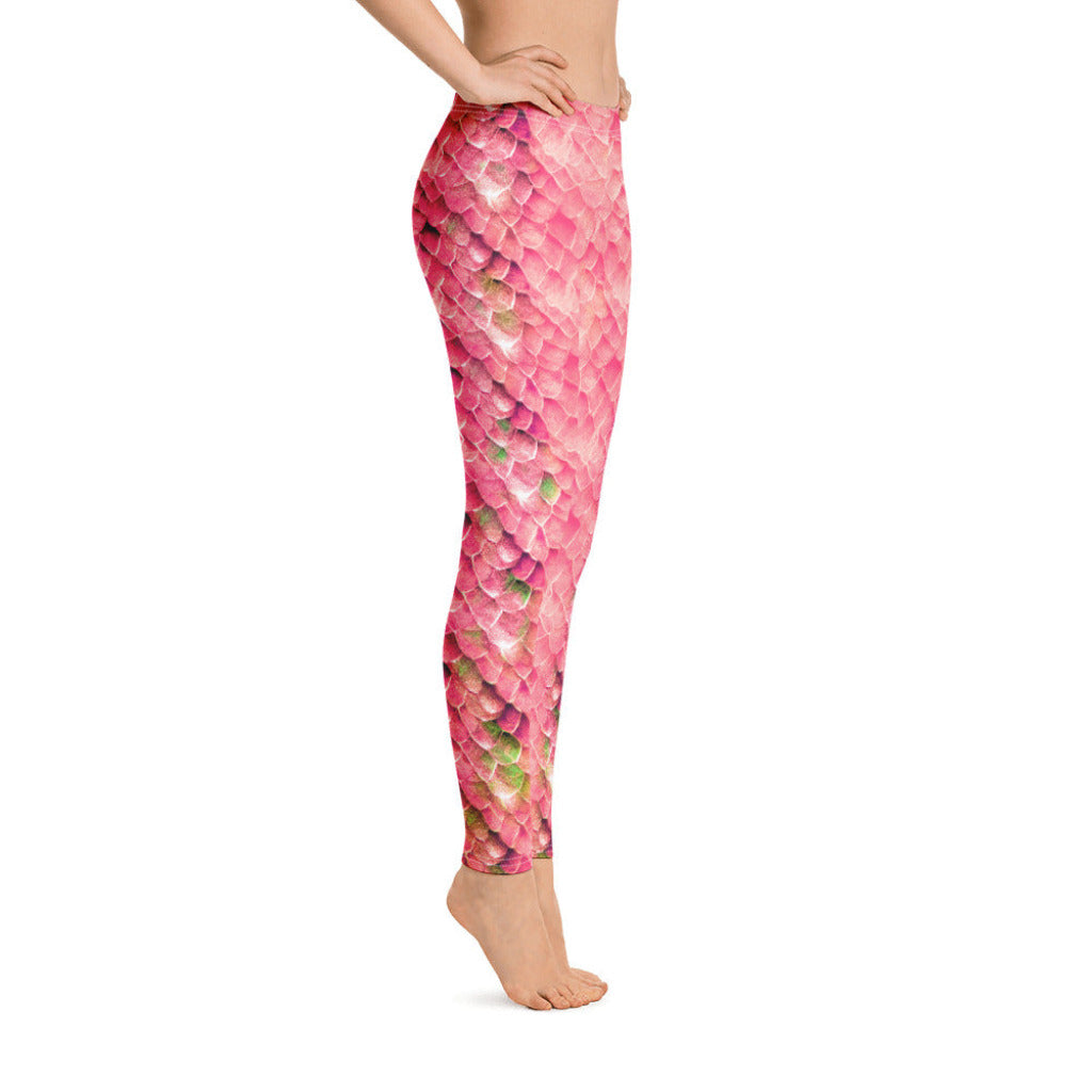 Low Waist Swim Leggings in Pink - Side View