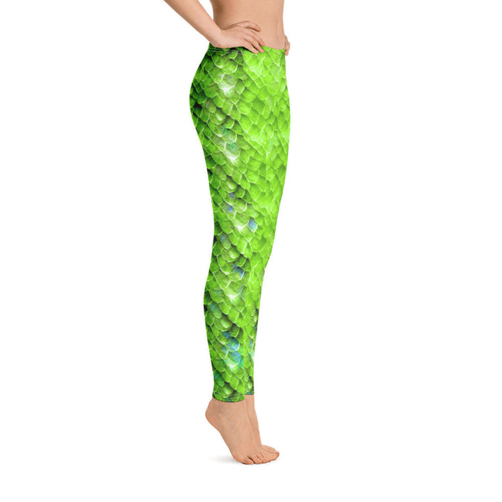 Low Waist Swim Leggings in Green - Side View