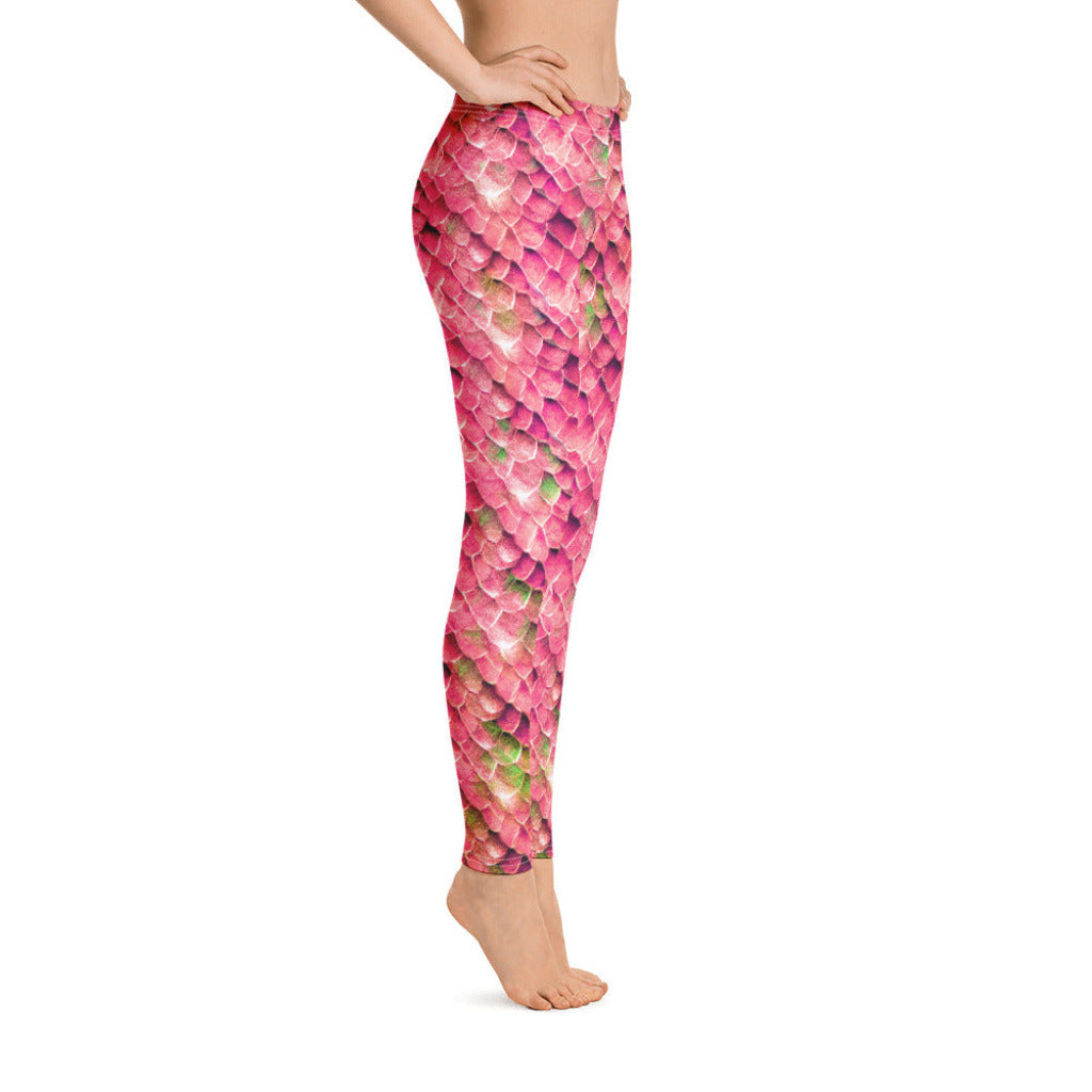 Low Waist Swim Leggings in Pink - Side View