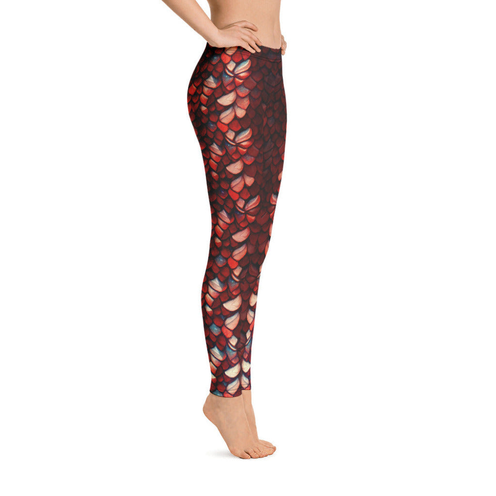 Low Waist Swim Leggings in Red - Side View