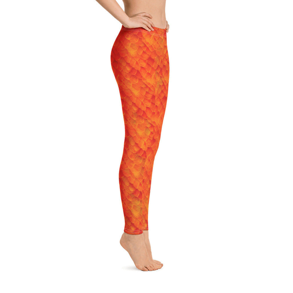 Low Waist Swim Leggings in Orange - Side View