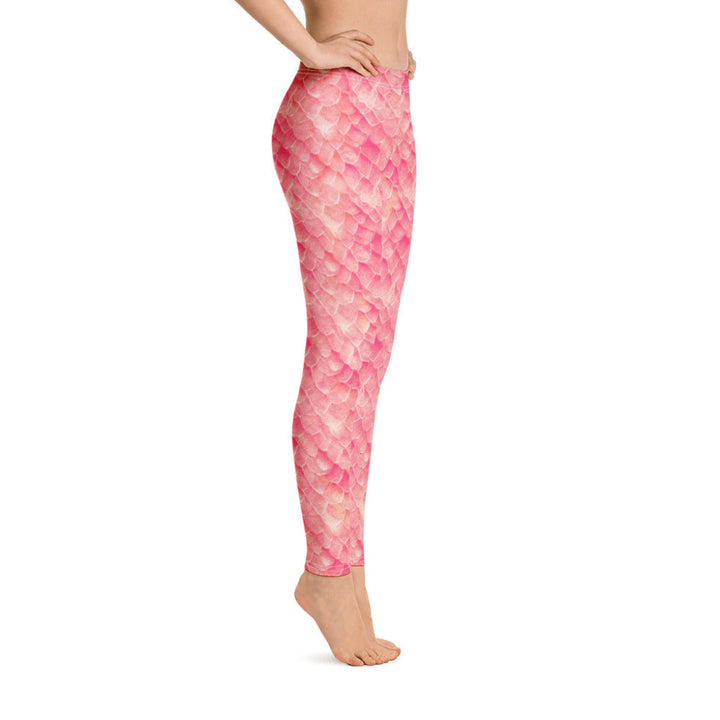 Low Waist Swim Leggings in Pink - Side View