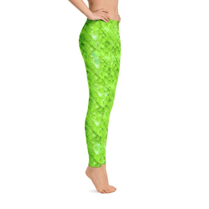 Low Waist Swim Leggings in Green - Side View