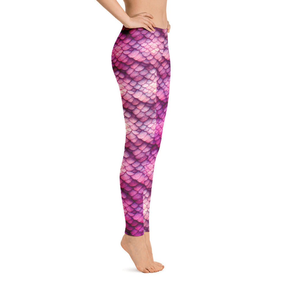 Low Waist Swim Leggings in Magenta - Side View