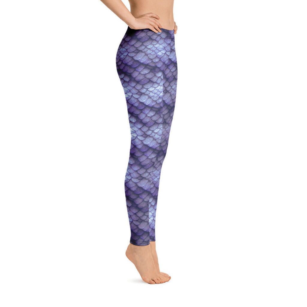 Low Waist Swim Leggings in Purple - Side View