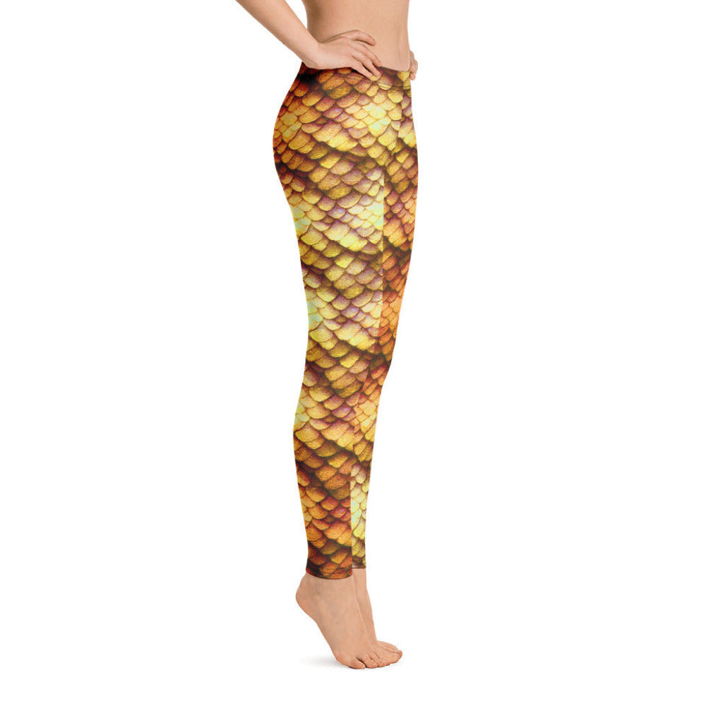 Low Waist Swim Leggings in Gold - Side View