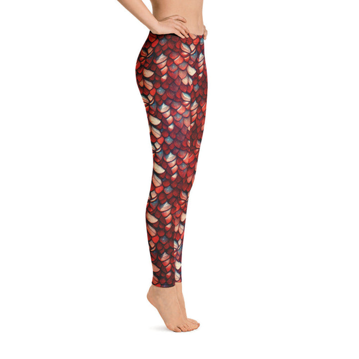 Low Waist Swim Leggings in Red - Side View