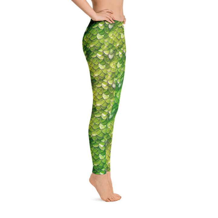 Low Waist Swim Leggings in Green - Side View