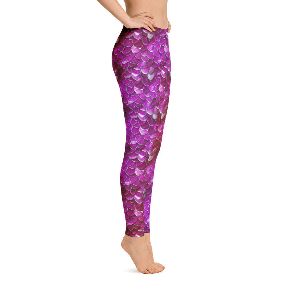 Low Waist Swim Leggings in Magenta - Side View