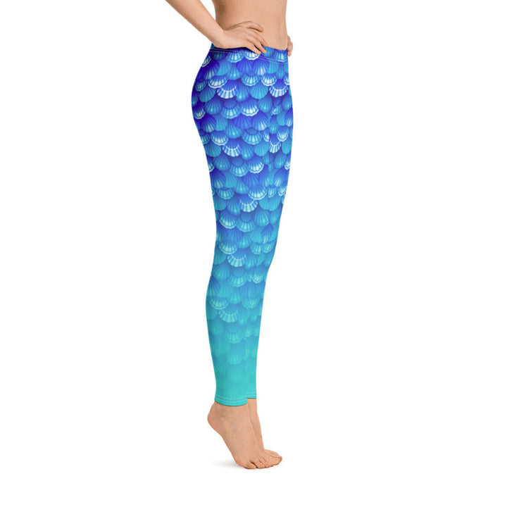 Low Waist Swim Leggings in Blue - Side View