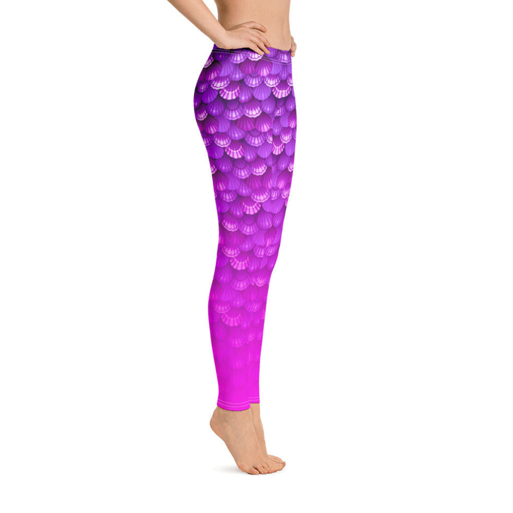 Low Waist Swim Leggings in Purple - Side View