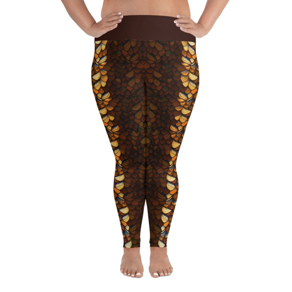 Plus Size High Waist Swim Leggings in Gold - Front View