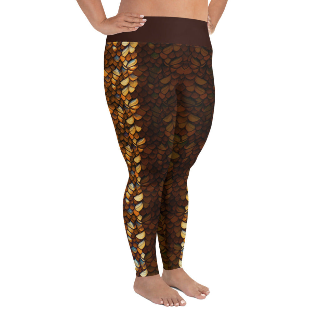 Plus Size High Waist Swim Leggings in Gold - Side View